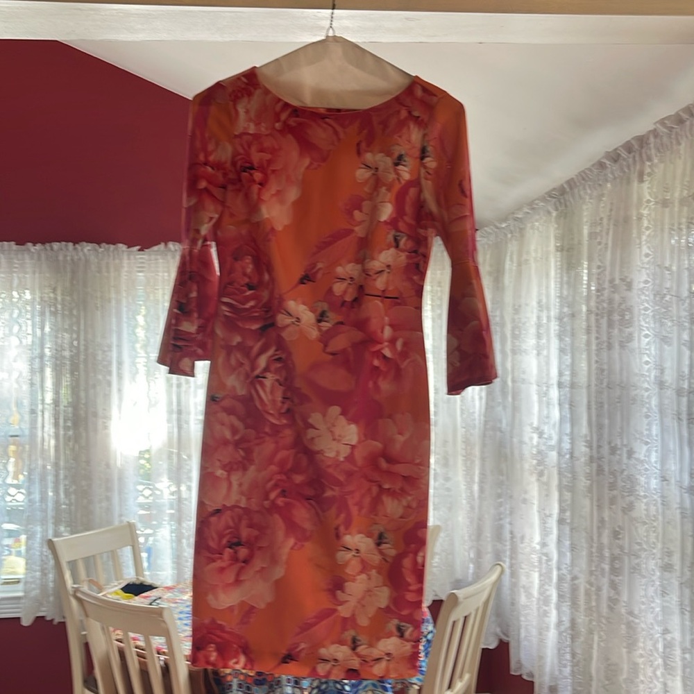 Neon colored floral print dress